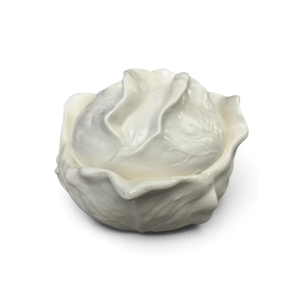 Vintage 1970s Holland Mold White Cabbage Head Covered Serving Bowl / Tureen